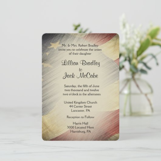 Patriottische VS vlag bruiloft uitnodigingen (Staand voorkant)