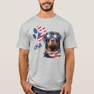 Patriottische VS Vlaggenpoot Print Rottweiler Hond T-shirt