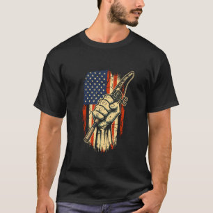 Patriottische Vuist van Visser met Hengel Vlag USA T-shirt