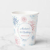 Patriottische vuurwerker zomer 1e verjaardag papieren bekers (Achterkant)