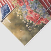 Patriottische Wagon Met Bloemen en Vlag Decoupage Tissuepapier (Detail)