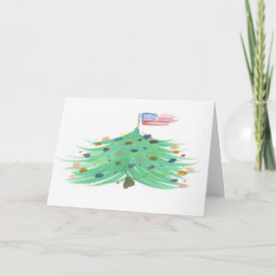 Patriottische Waterverf Kerst Kaart - Ver. 8