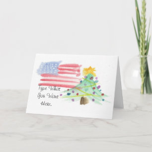 Patriottische Waterverf Kerst Kaart - Ver. 9