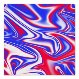 Patriottische werveling: rood wit en blauw marmer, perfect poster