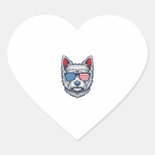 Patriottische Westie-hond zonnebril vintage vector Hart Sticker