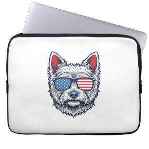 Patriottische Westie-hond zonnebril vintage vector Laptop Sleeve