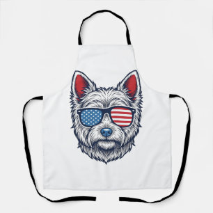 Patriottische Westie-hond zonnebril vintage vector Schort