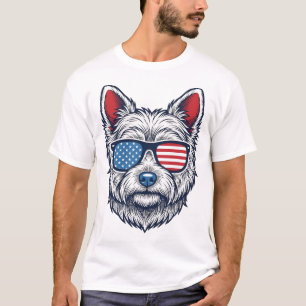Patriottische Westie-hond zonnebril vintage vector T-shirt