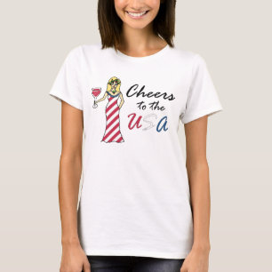 Patriottische wijn godin "Cheers to USA" Light T-shirt