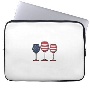 Patriottische wijnglazen vintage vector shirt ontw laptop sleeve