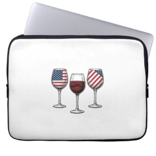 Patriottische wijnglazen vintage vector shirt ontw laptop sleeve