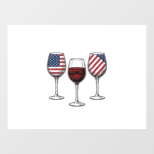 Patriottische wijnglazen vintage vector shirt ontw raamsticker