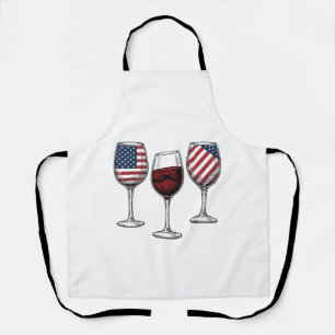 Patriottische wijnglazen vintage vector shirt ontw schort