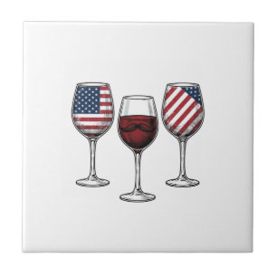 Patriottische wijnglazen vintage vector shirt ontw tegeltje