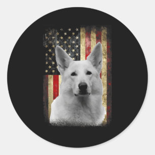 Patriottische Witte Duitse Herdersvlag Amerikaanse Ronde Sticker