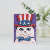 Patriottische witte Perzische kat | 4 juli Briefka Briefkaart (Staand voorkant)