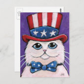 Patriottische witte Perzische kat | 4 juli Briefka Briefkaart (Voorkant / Achterkant)