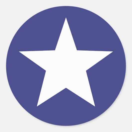 Patriottische witte ster op blauw ronde sticker (Voorkant)