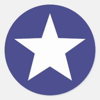 Patriottische witte ster op blauw ronde sticker
