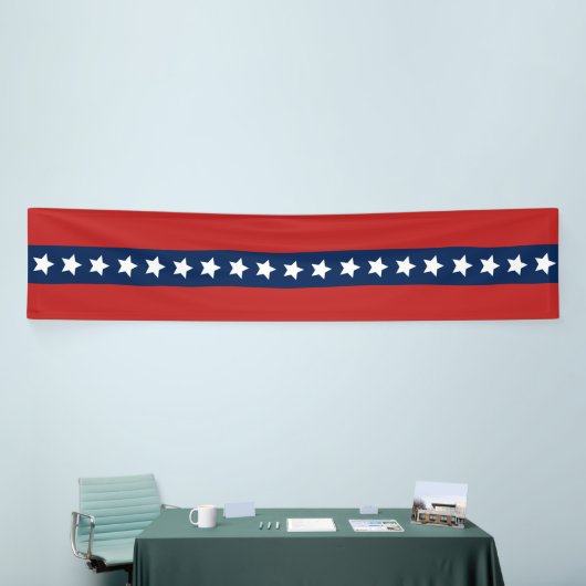 Patriottische witte sterren en blauwe en rode stre spandoek (Beurs)