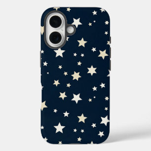 Patriottische witte sterren op marineblauw iPhone 16 hoesje