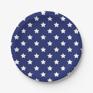 Patriottische witte sterren op Navy Blue Papieren Bordje