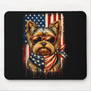 Patriottische Yorkshire Terrier Amerikaanse Vlag H Muismat