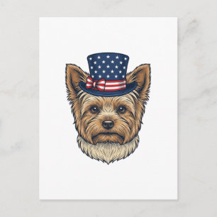 Patriottische Yorkshire Terrier Antiek Briefkaart