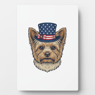 Patriottische Yorkshire Terrier Antiek Fotoplaat