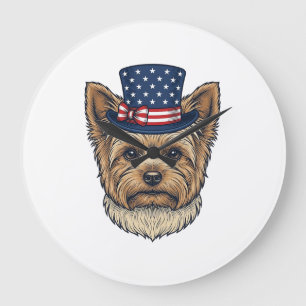Patriottische Yorkshire Terrier Antiek Grote Klok