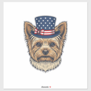 Patriottische Yorkshire Terrier Antiek Sticker