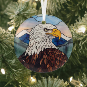 Patriottische zeearend bevlekt glas ornament