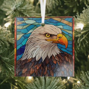 Patriottische zeearend bevlekt glas ornament