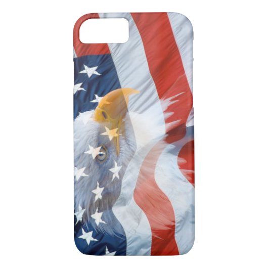 Patriottische zeearend boven de Amerikaanse vlag Case-Mate iPhone Case (Achterkant)