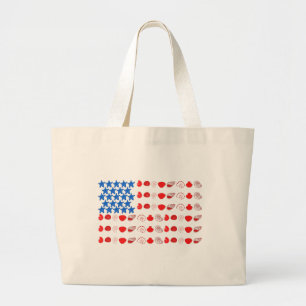 Patriottische zeeschildpad en Amerikaanse vlag Grote Tote Bag