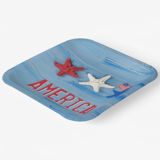 Patriottische zeester met Amerikaanse vlag Papieren Bordje (Gebogen)