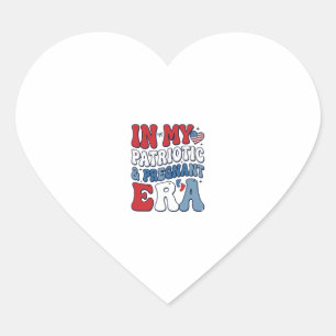 Patriottische zwangere tijd vintage zwangerschap s hart sticker