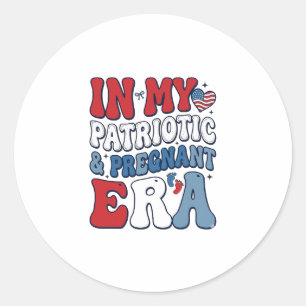 Patriottische zwangere tijd vintage zwangerschap s ronde sticker