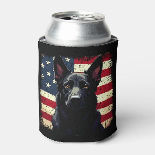 Patriottische Zwarte Duitse Herder Amerikaanse vla Blikjeskoeler (Blikje Voorkant)