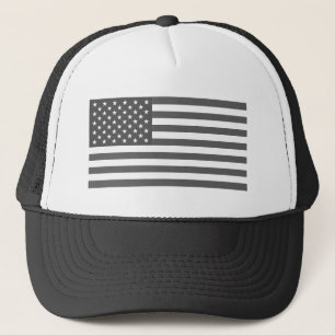 Patriottische zwarte en witte grijze Amerikaanse v Trucker Pet