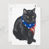 Patriottische zwarte kat briefkaart (Voorkant / Achterkant)