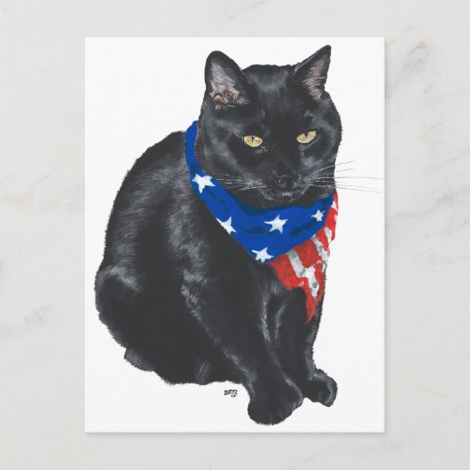 Patriottische zwarte kat briefkaart (Voorkant)