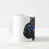 Patriottische zwarte kat koffiemok (Voorkant links)