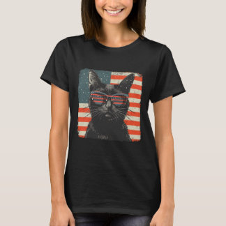 Patriottische Zwarte Kat Shirt 4 juli Vrouwen Mann
