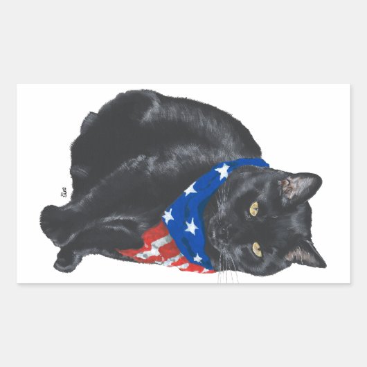 Patriottische zwarte kat Stickers (Voorkant)
