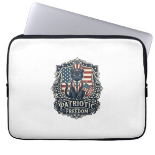 Patriottische Zwarte Kat Vector Grafische T-shirt  Laptop Sleeve