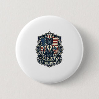 Patriottische Zwarte Kat Vector Grafische T-shirt  Ronde Button 5,7 Cm