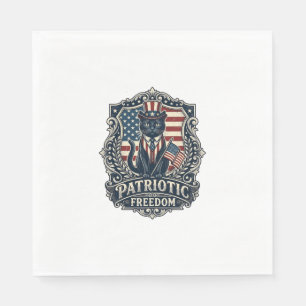 Patriottische Zwarte Kat Vector Grafische T-shirt  Servet