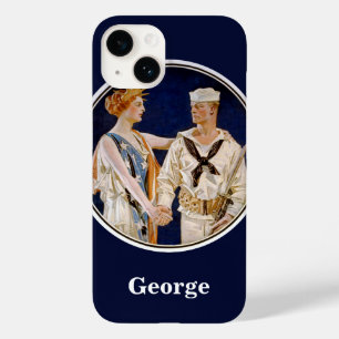  patriottisme, Lady Liberty met Navy Seaman Case-Mate iPhone 14 Hoesje