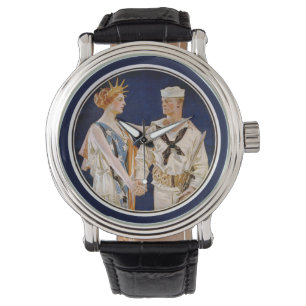  patriottisme, Lady Liberty met Navy Seaman Horloge